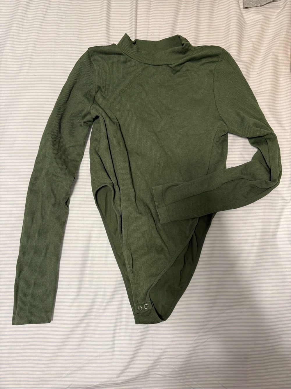 Olive Green Long Sleeve Mock Neck Bodysuit